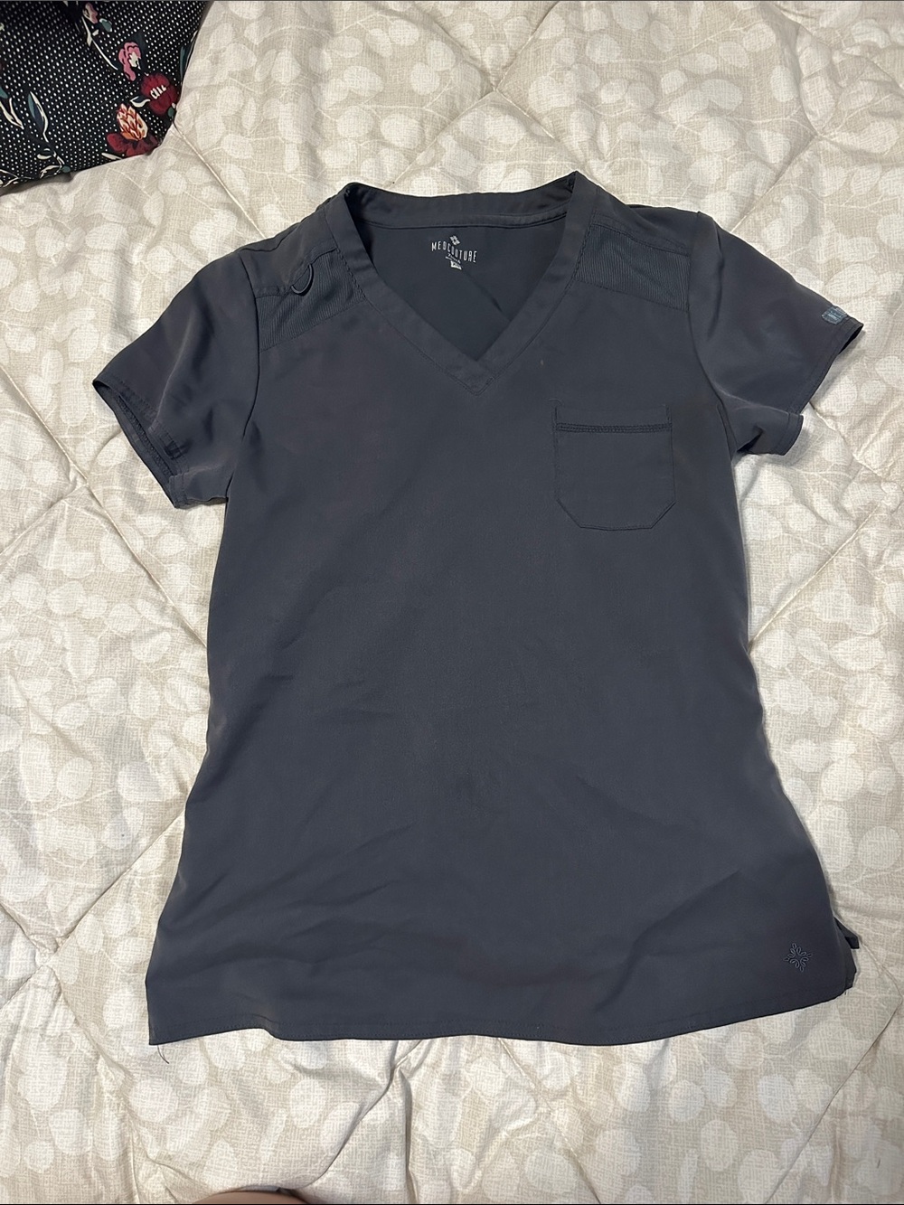 Med Couture Women's V-Neck Scrub Top in Charcoal